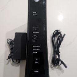 AT&T U-Verse 5268AC FXN Gateway Internet Wireless Modem Router AC Adapter Cables