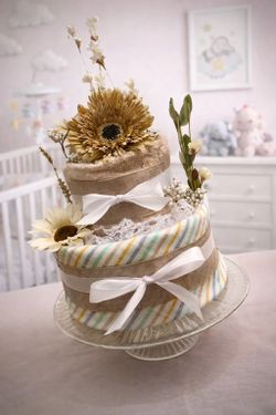 New Baby Shower Gender Neutral Diaper Cake Gift 