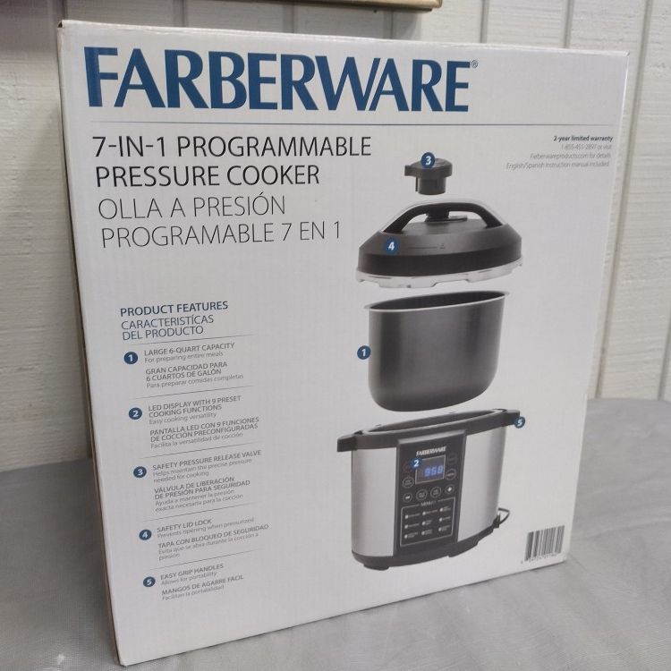 Farberware 7 In 1 Programmable Pressure Cooker 6 Quart New Open Box