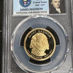 2007 S Gem Proof James Madison Presidential Dollar Graded By PCGS At PR69 Deep Cameo 3-11