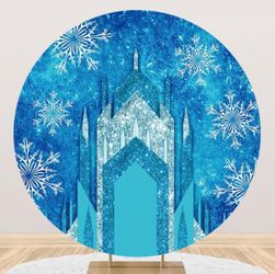 Used once Frozen Ice Castle Round Party Backdrop