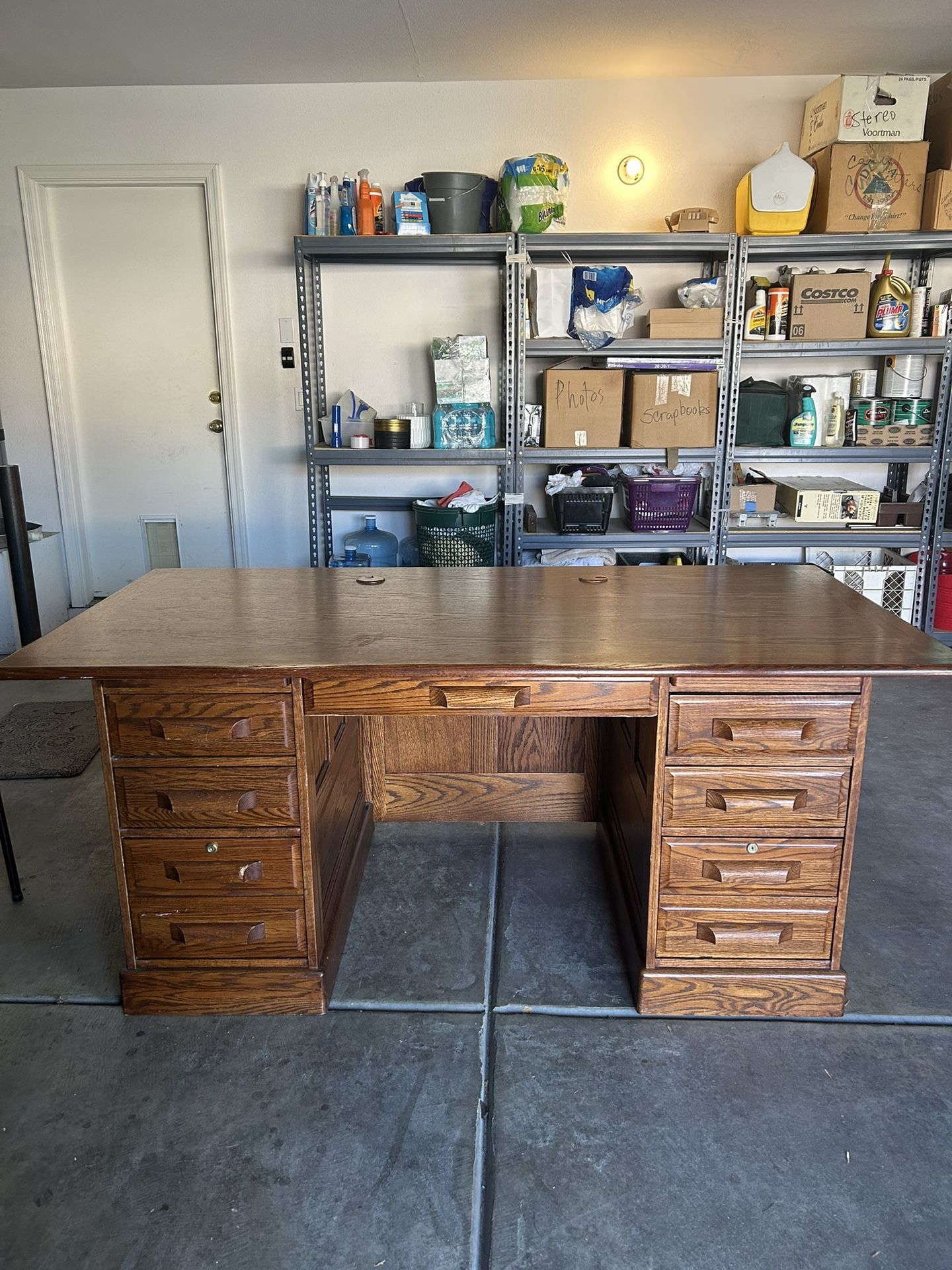 Solid Oak Desk $300.00 And Free Chair