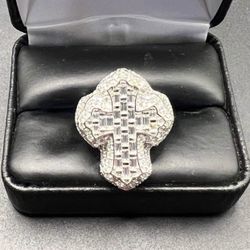 925 Sterling Silver 5.80CT MOISSANITE Cross men’s Ring Size 8
