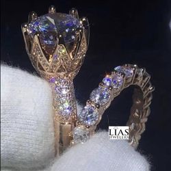 New 18k Rose Gold Wedding Ring Set 