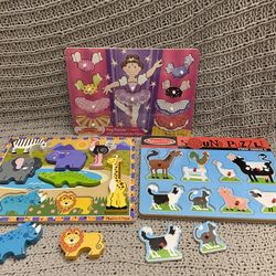 Melissa And Doug 2 Wooden Puzzles And 1 New