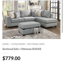 Gray Sectional Sofa With Ottoman 