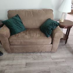 Twin Brown Suede Loveseat 