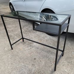 IKEA Modern Black Glass Top Desk/Vanity