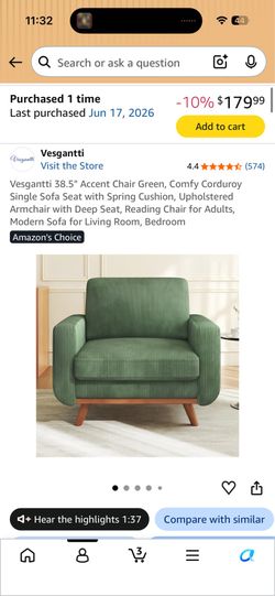 Green Accent Chair BRAND NEW