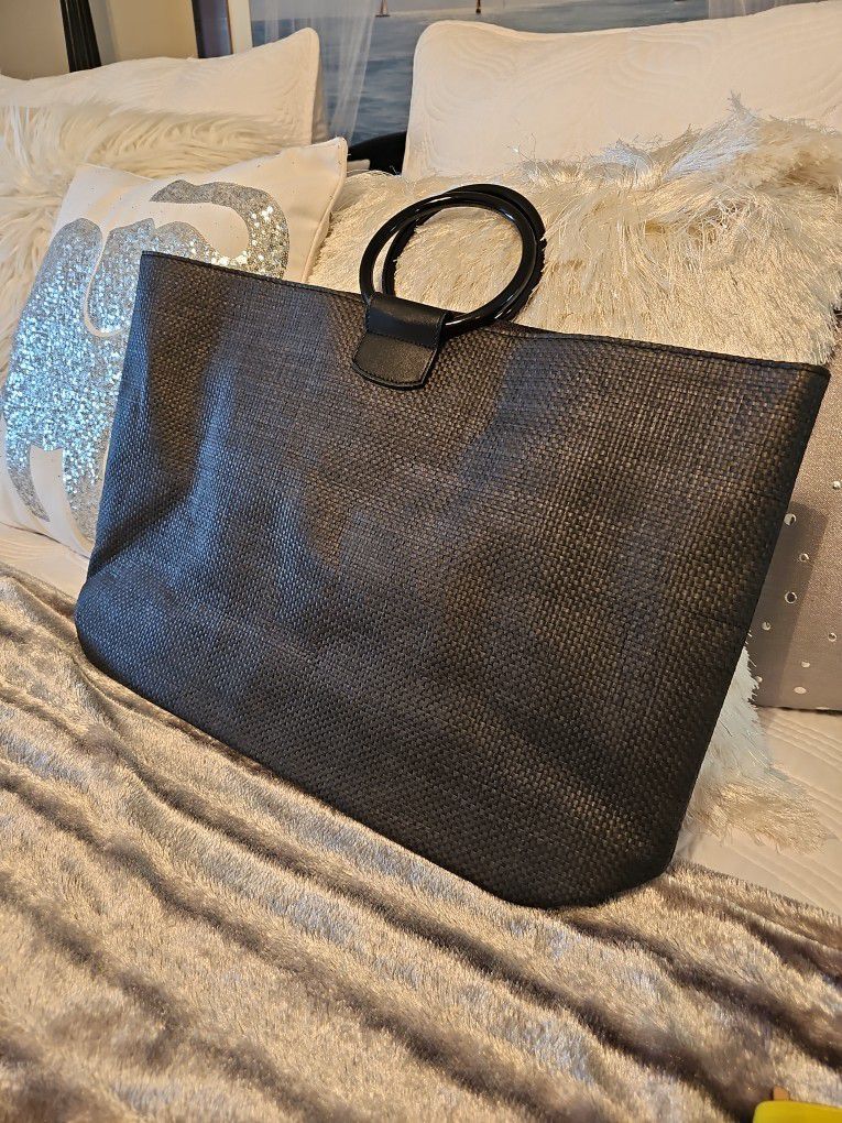 Kate Spade Black Straw Tote