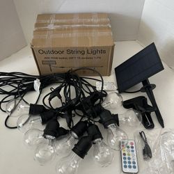 35FT Solar String Lights Outdoor Dimmable RGB Color Changing - Shatterproof LED 10 Bulbs, Waterproof Remote Control Patio Lights for Garden,