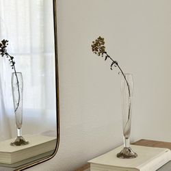 Vintage Duchin Creation Sterling Silver & Etched Glass Bud Vase