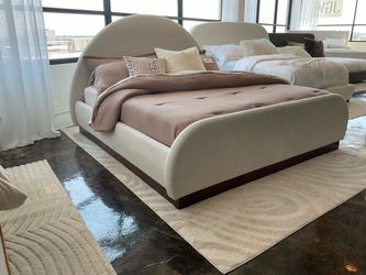 New Modern Arched Upholstered King platform Bed.
