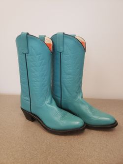 Turquoise Leather Cowboy Boots 
