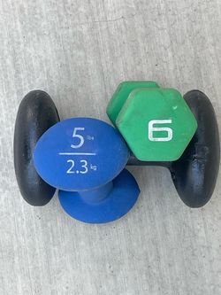 5 lb, 6 lb and 15lb Dumbbells