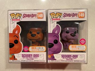 Flocked Scooby Doo Funko Pop Set *MINT* Box Lunch Exclusive Purple Orange Brown Scoob 149 with protector Animation Television Snacks