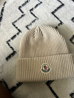 Beige Moncler Beanie 