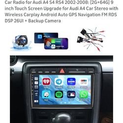 Car Radio for Audi A4 S4 RS4 2002-2008: [2G+64G] 9 inch Touch Screen Upgrade for Audi A4 Car Stereo with Wireless Carplay Android Auto GPS Navigation 