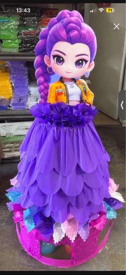 Cute Rumi KPOP Demon Hunters dress style pinata with balls