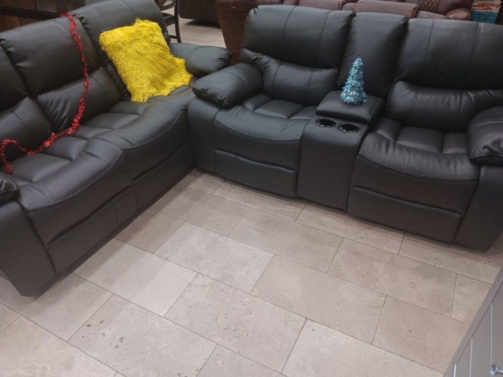 *Black Friday Now!!!*---Sleek Madrid Gray Leather Reclining Sofa/Loveseat Sets---Now $1299!!!---Delivery/$10 Down Financing🤠