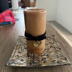 Brown Candle With Holder