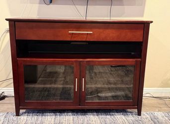 Bookcase/TV console with glass cabinets