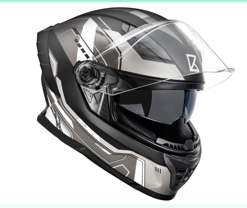 Full Face Dual Visor Adult Motorcycle Helmet | DOT Approved | For Men And Women | Lightweight, Aerodynamic Street Bike Design With Clear Shield And Bu