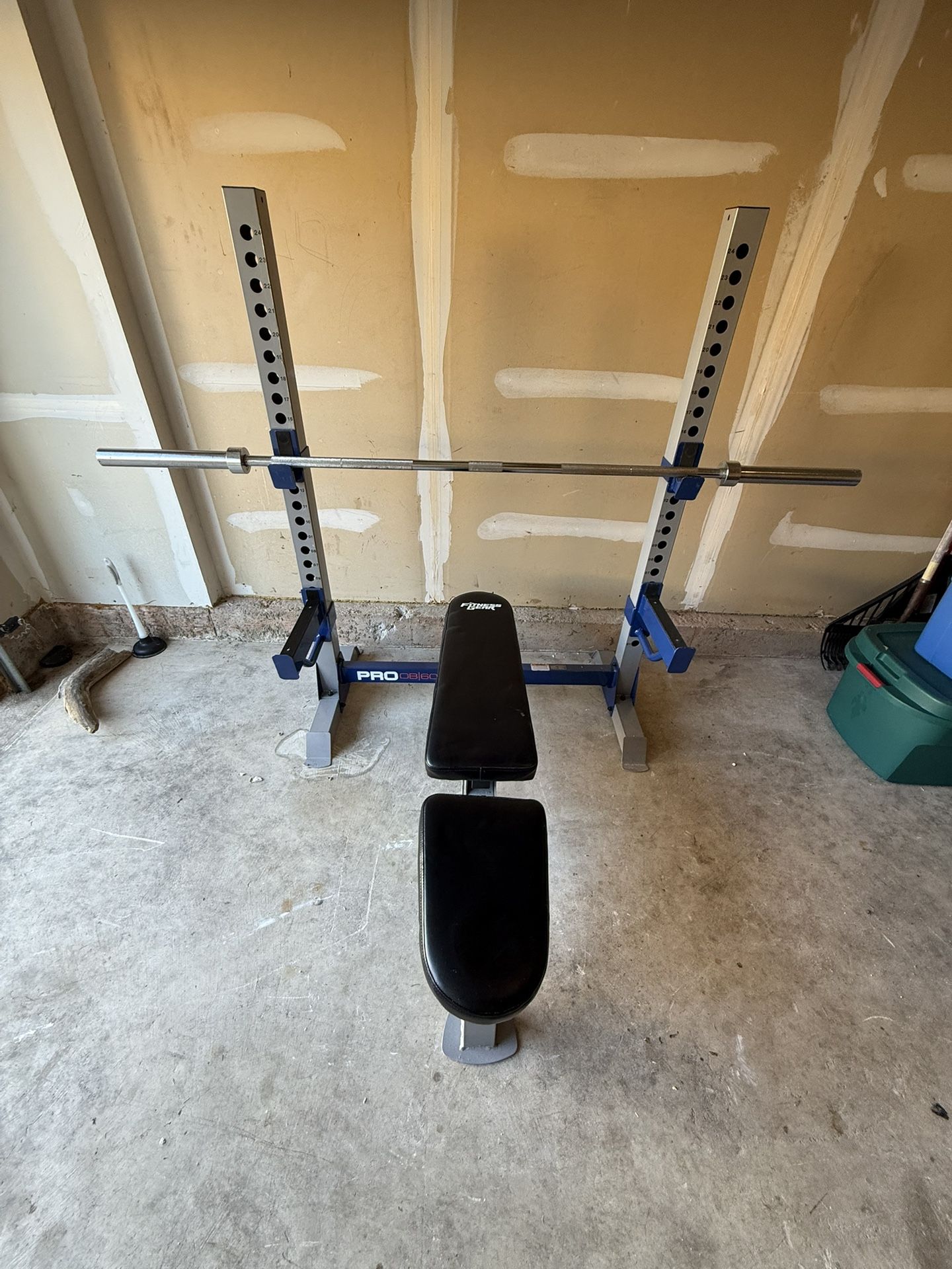 Bench Press / Squat Rack Adjustable Seat & Barbell