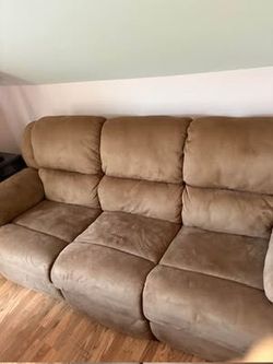 Brown faux suede microfiber couch