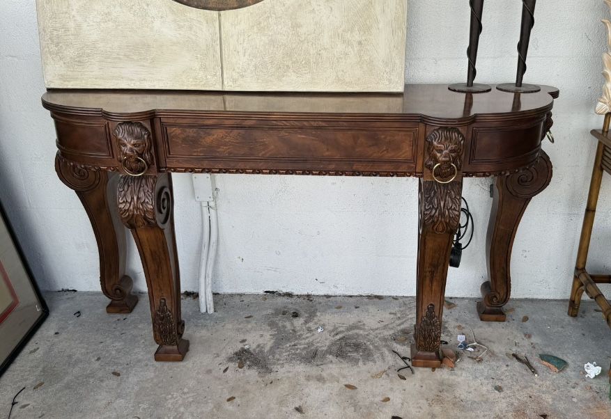 Extra Large Designer Sherrill Carved Console Table Reduced $250