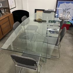 Glass Conference Table ( 9’ Long X 4’ Wide X 31” High)