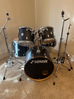 Sonor Full Birch Force 2005 Big Shell Drum Set in Matte Black Satin Finish