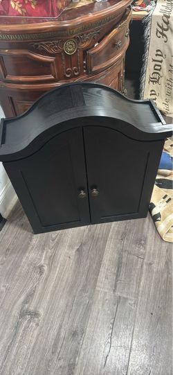 Black Wood Cabinet with Arched Top