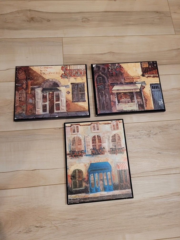 Set of 3 French Cityscape Wall Art