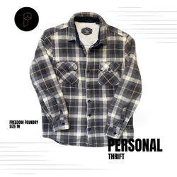 Freedom Foundry Men’s Shirt Size Medium Gray Plaid Sherpa
