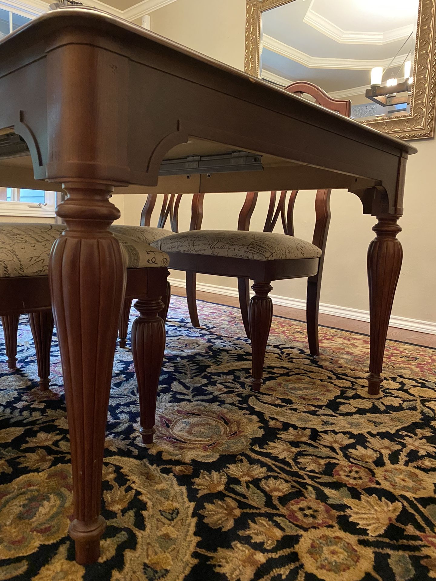 Cherry Dining Table w/ Two 16” Extensions 4 Chairs Included (Stanley