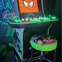 Retro TMNT Arcade1up Cabinet With Over 15,000 Video Games and Matching Stool