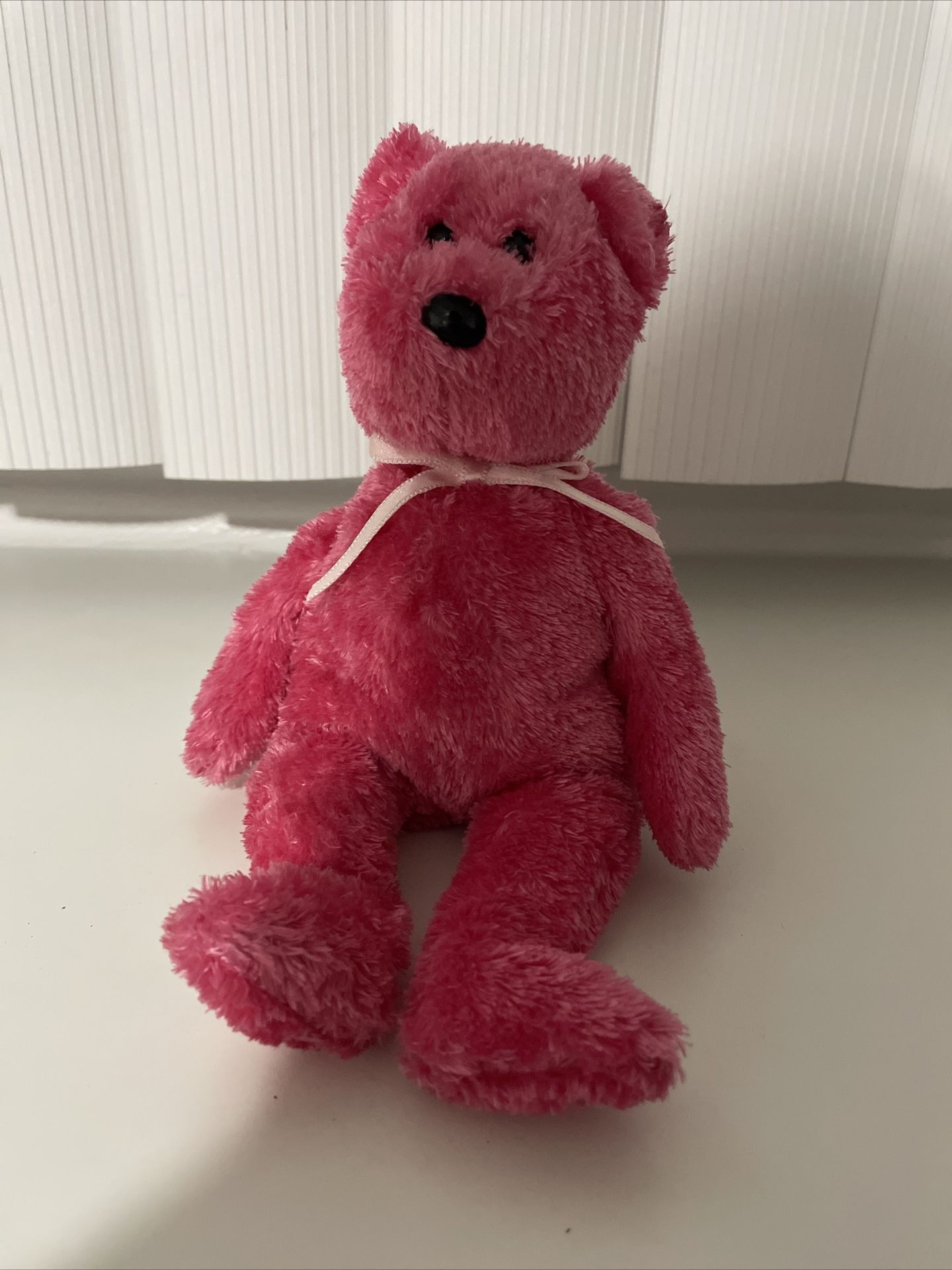 2003 Sherbet Ty Beanie Baby HOT PINK BEAR LIGHT PINK Ribbon