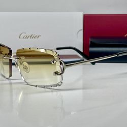 Silver Cartier Big C Sunglasses Brown Glasses