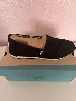 TOMS Classic Black Canvas Slip-On Shoes, model Alpargata size US 5