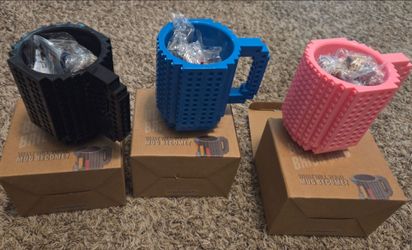 BUILD- ON  - BRICK MUGs
Black,  blue, & pink $10 each