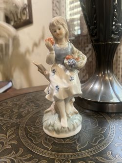 VTG Young Girl With Fruit Basket Porcelain Figuring