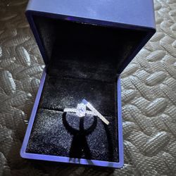 Brand New 1ct Moissanite S925 Silver Ring With Wedding Band 