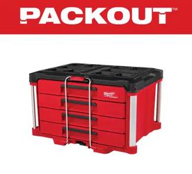 Milwaukee PACKOUT 22 in. Modular 4-Drawer Tool Box with Metal Reinforced Corners and 50 lbs. Capacity
