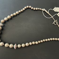 Sterling Silver Navajo Pearls w Opal Inlay - Ben Nighthorse Campbell