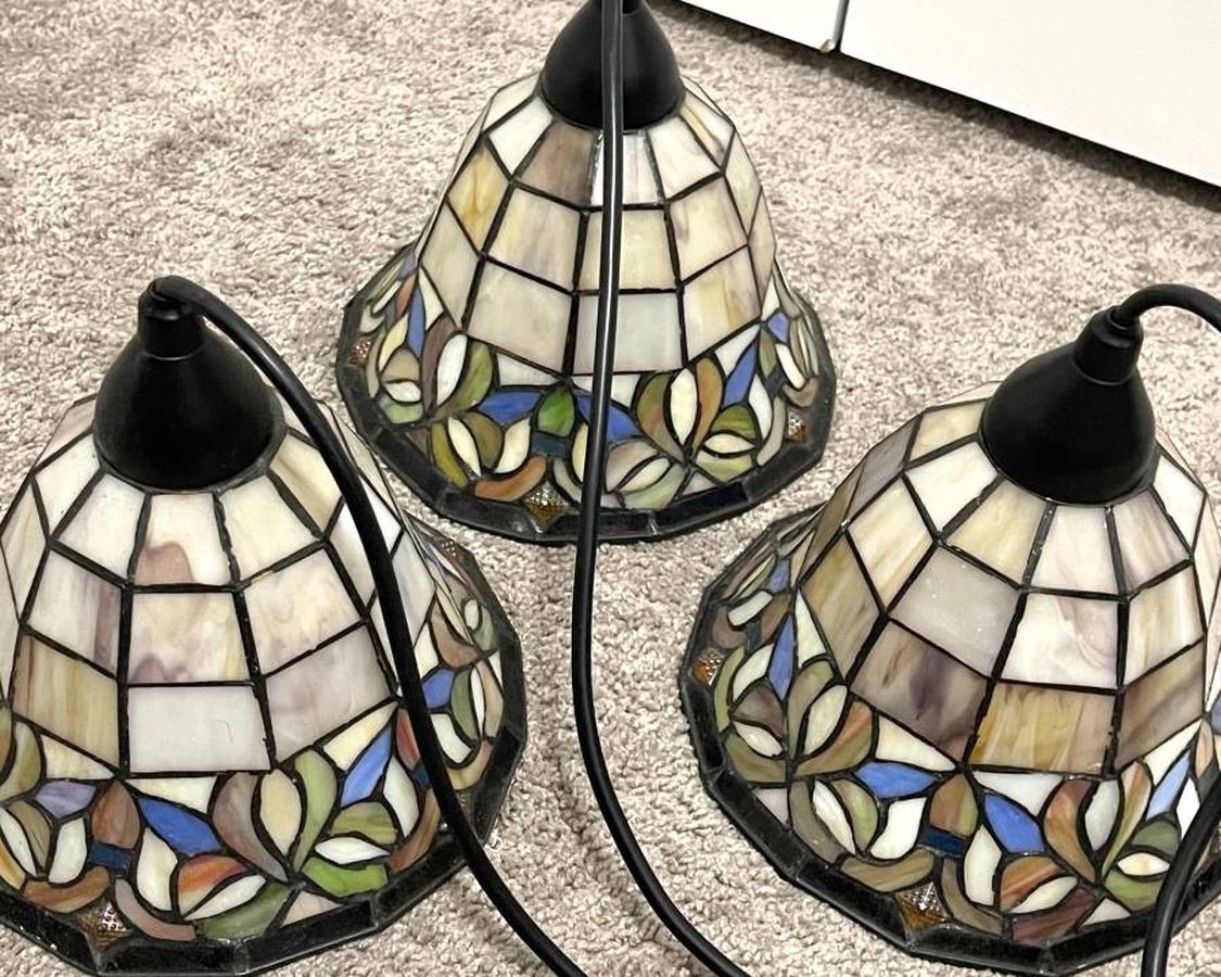3 Light Fixture Ceiling Pendant Tiffany Style Stained Glass Shade Kitchen Island Pool Table Lightening With Its Track