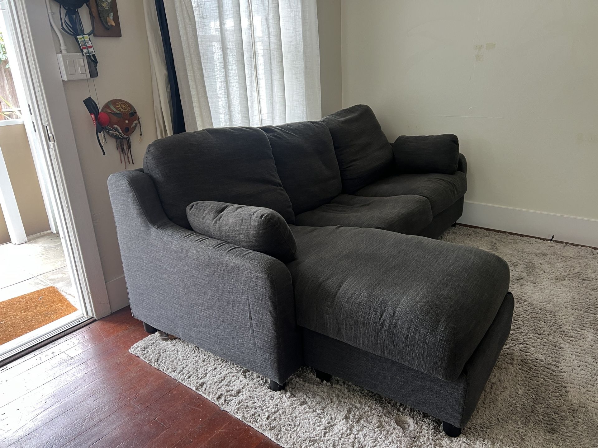 IKEA VINLIDEN Sofa with Chaise — Hakebo Dark Gray