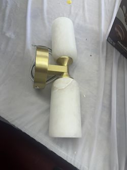 Marble Brass Wall Sconce Double Cylinder Handmade Brass Fixture Light