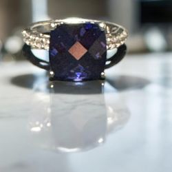 Blue Topaz Size 7 Tacori Ring With Diamond Accents 