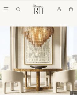 RH Bardot Burl round table and 6 chairs